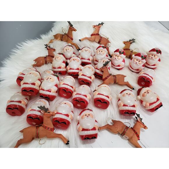 Lot 31 Christmas Santa Reindeer Decor String Lights Blow Mold Retro Decor Covers - Picture 1 of 7